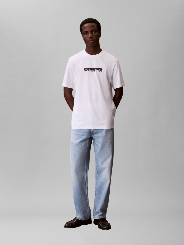 White Fade Logo Crew Neck T-Shirt  Men