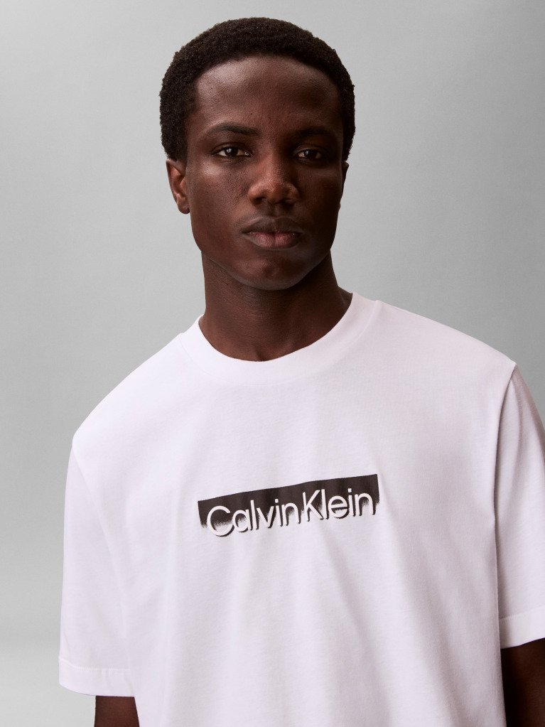 White Fade Logo Crew Neck T-Shirt  Men