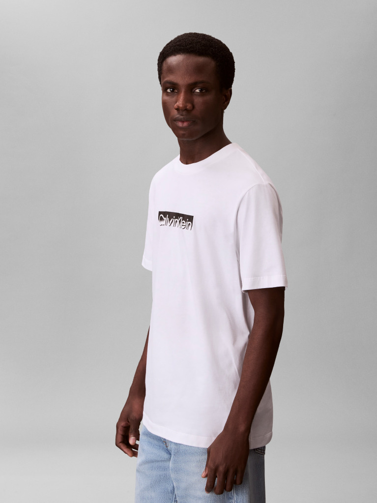 White Fade Logo Crew Neck T-Shirt  Men