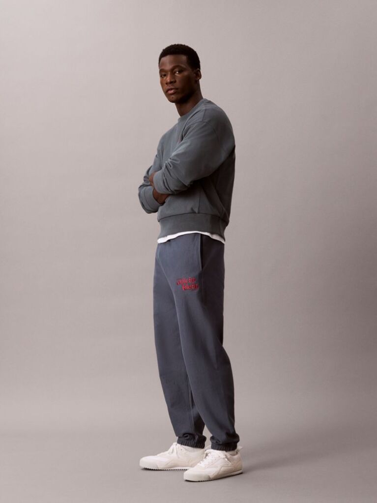 Blue Relaxed Embroidered Logo Joggers  Men