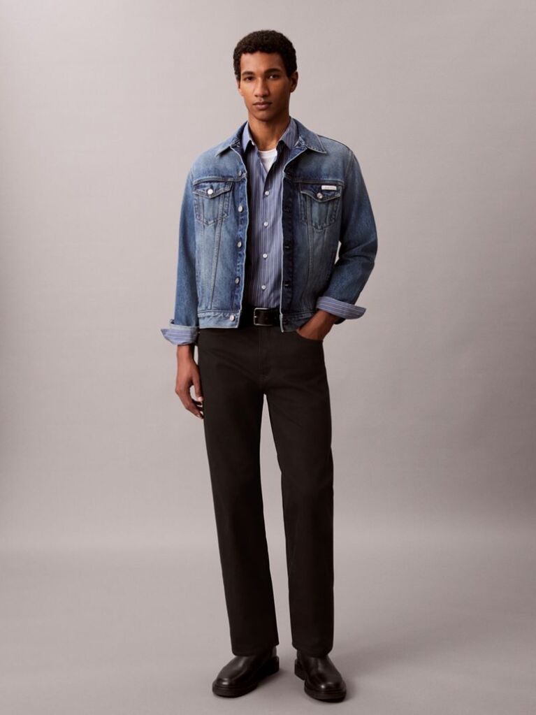 Blue Slim Straight Fit Stripe Shirt  Men