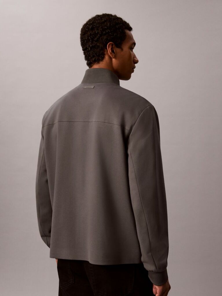Grey Zip-Thru Knit Travel Jacket  Men