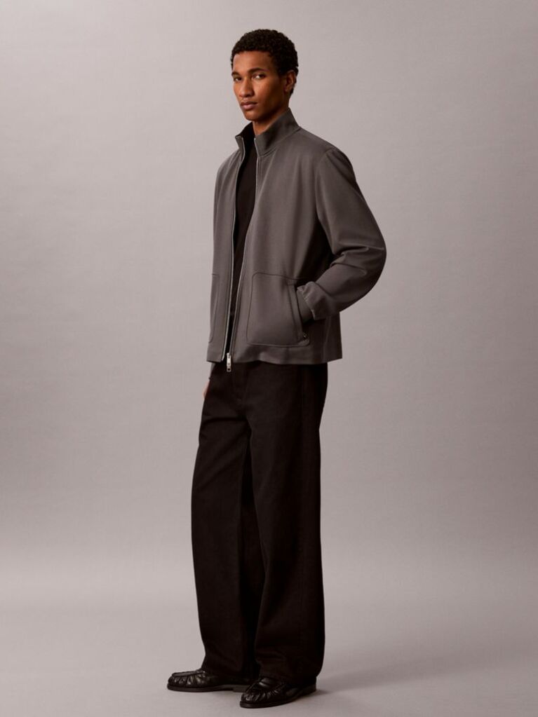 Grey Zip-Thru Knit Travel Jacket  Men