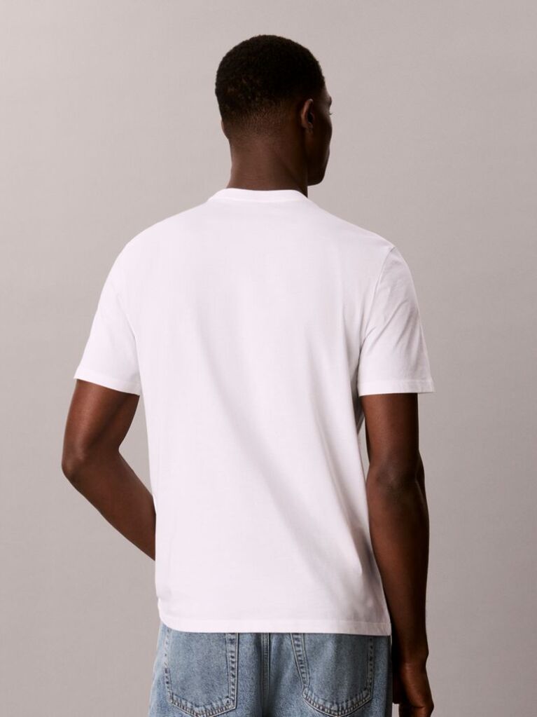 Λευκό T-Shirt Με Επαναλαμβανόμενο Γραφικό Λογότυπο Και Στρόγγυλη Λαιμόκοψη  Άνδρας