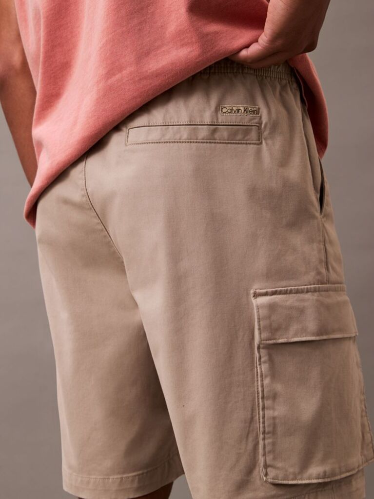 Brown Cotton Twill Cargo Shorts  Men
