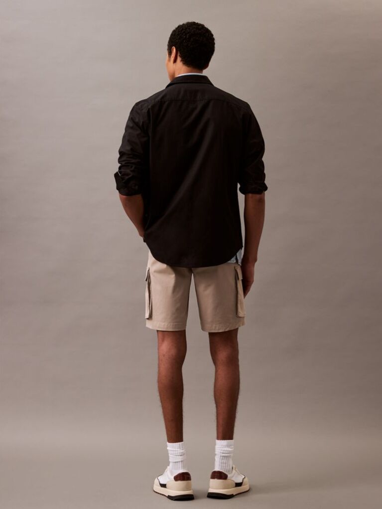 Brown Cotton Twill Cargo Shorts  Men