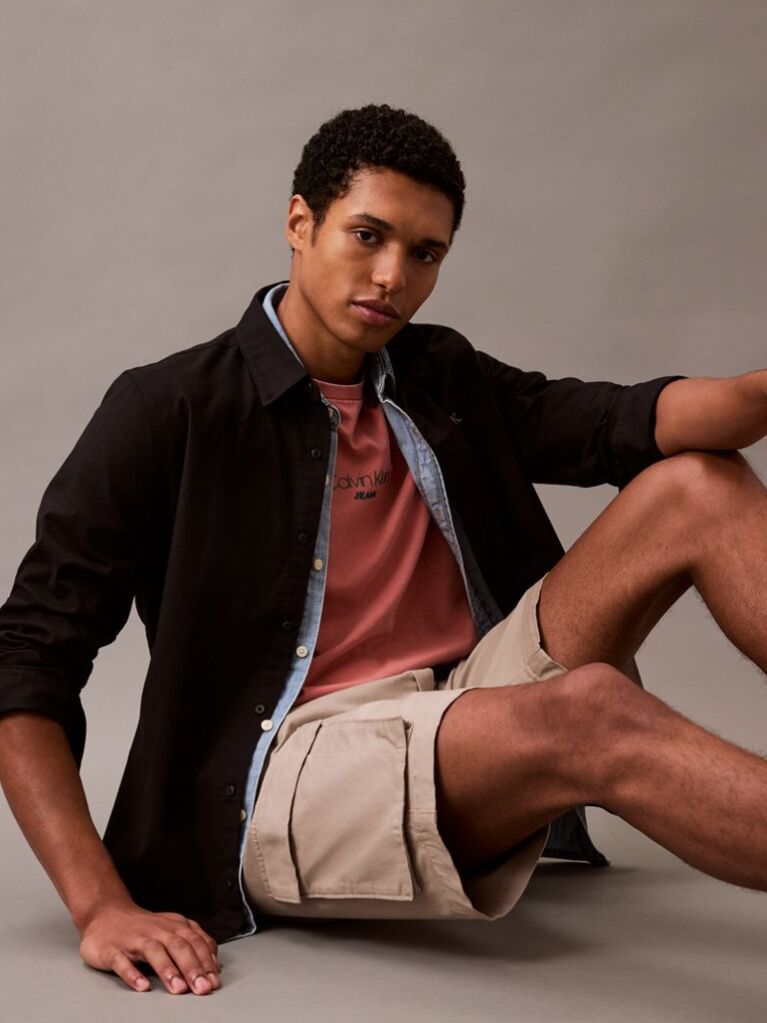 Brown Cotton Twill Cargo Shorts  Men