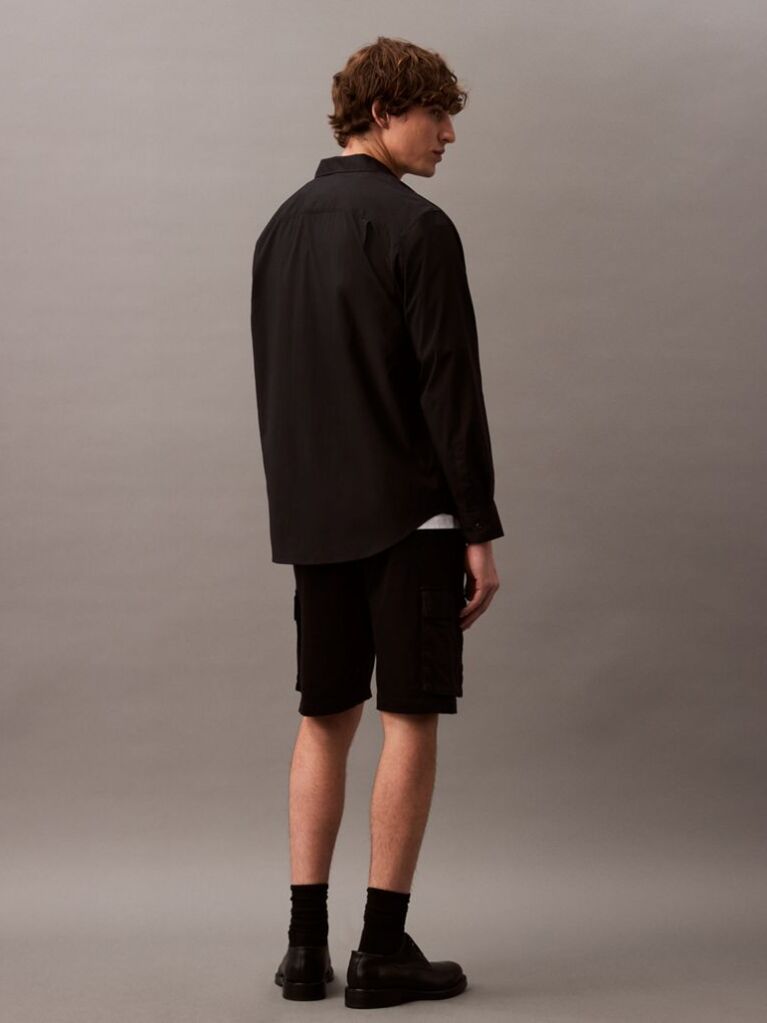 Black Cotton Twill Cargo Shorts  Men