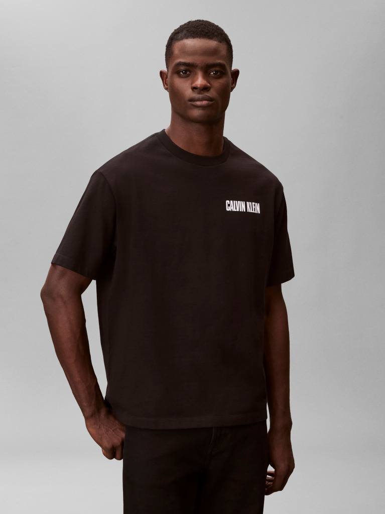 Μαύρο T-shirt Με Λογότυπο Από Χοντρό Jersey  Άνδρας