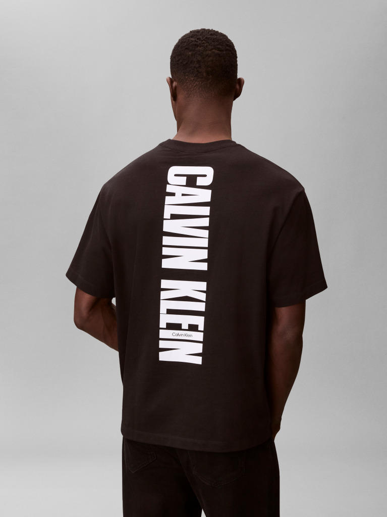 Μαύρο T-shirt Με Λογότυπο Από Χοντρό Jersey  Άνδρας
