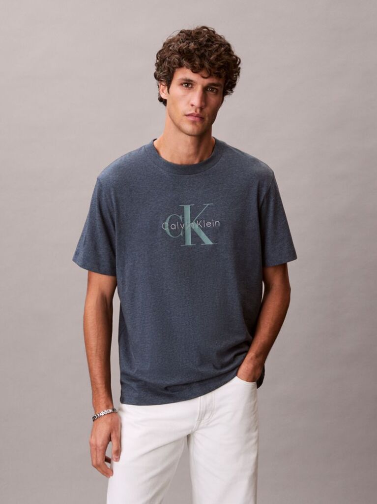 Blue Monogram Logo T-Shirt  Men