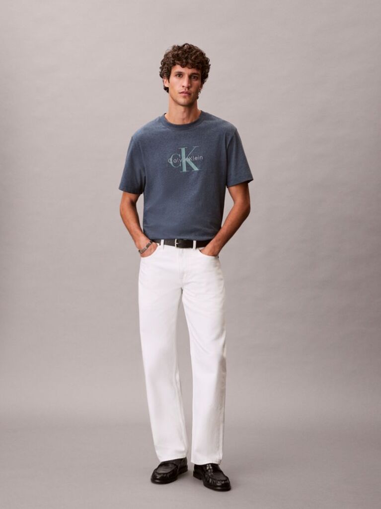 Blue Monogram Logo T-Shirt  Men