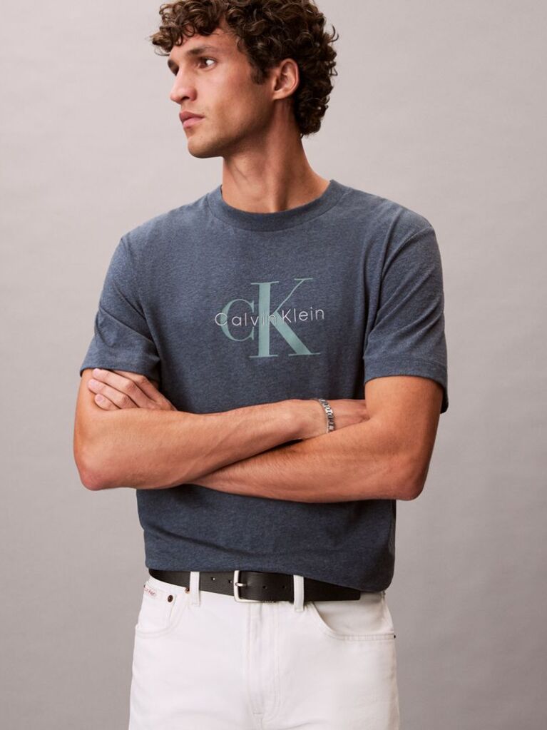 Blue Monogram Logo T-Shirt  Men