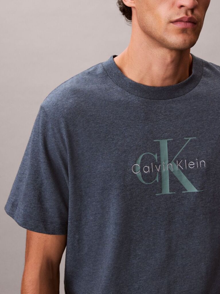 Blue Monogram Logo T-Shirt  Men