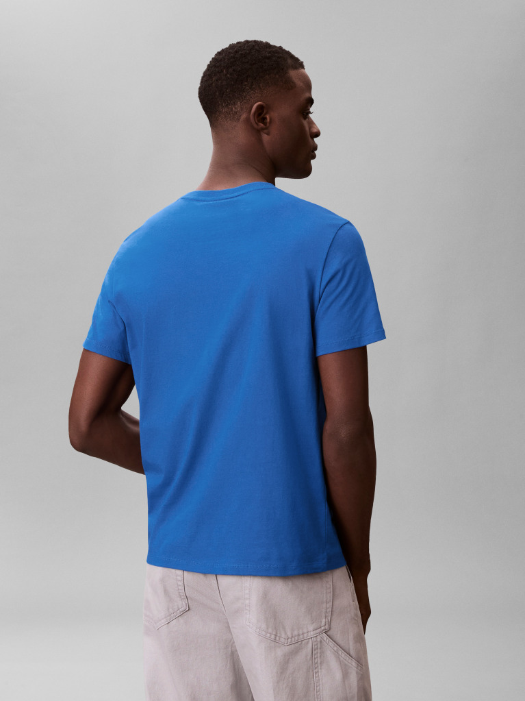 Blue Cotton Badge T-shirt  Men