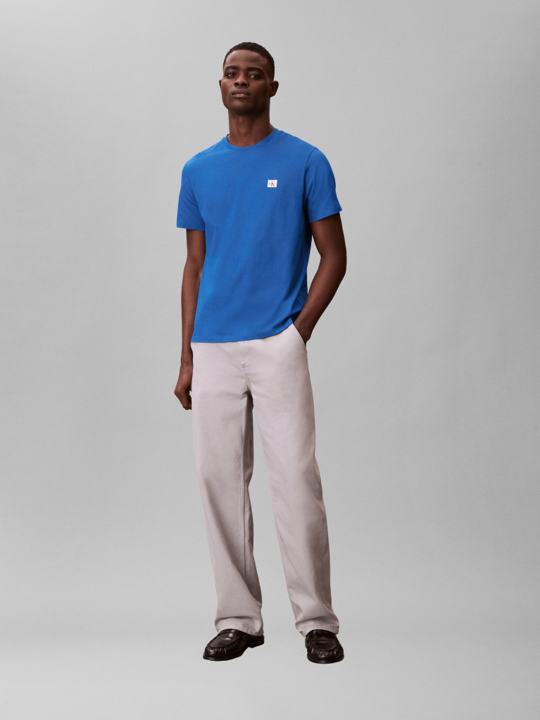 Blue Cotton Badge T-shirt  Men