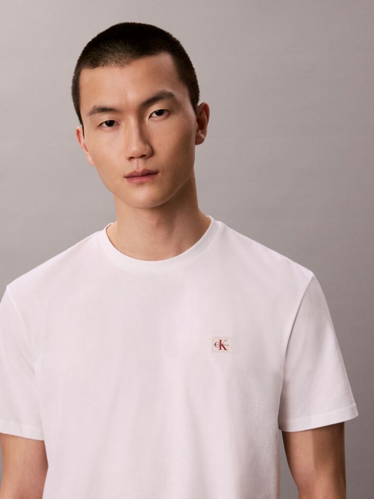 White Cotton Badge T-shirt  Men