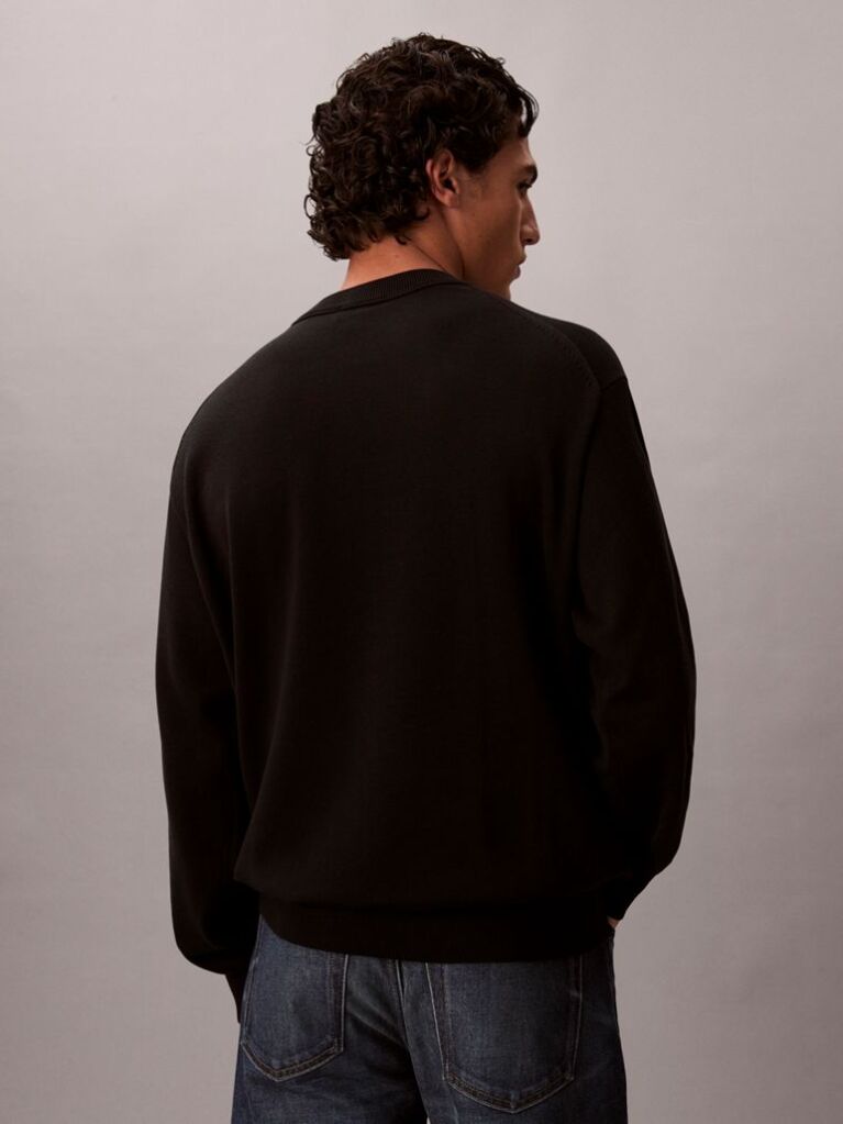 Black Cotton Jumper  Men