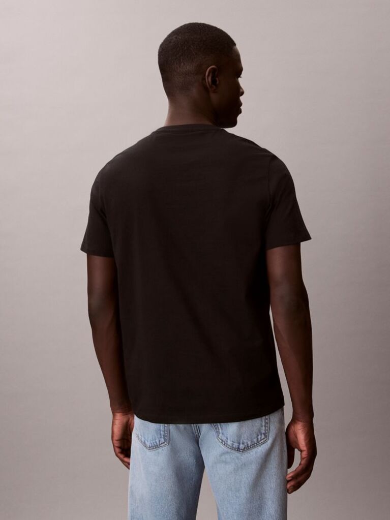 Μαύρο Κοντομάνικο Κλασικό T-Shirt Με Μονόγραμμα  Άνδρας