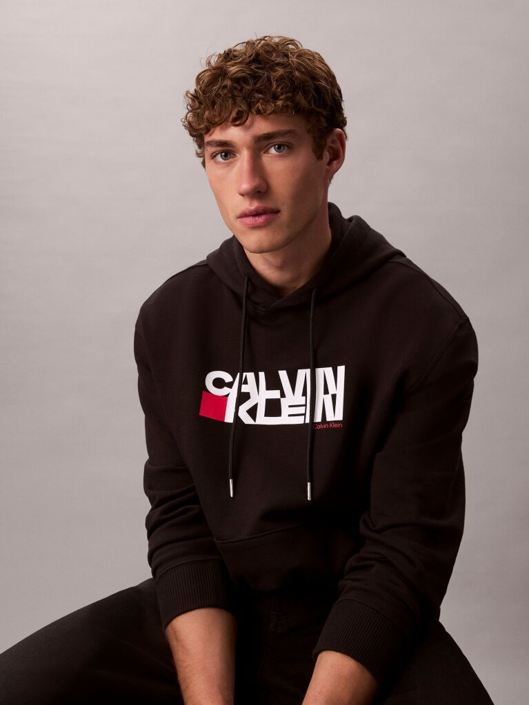 Black Logo Graphic Hoodie  Men