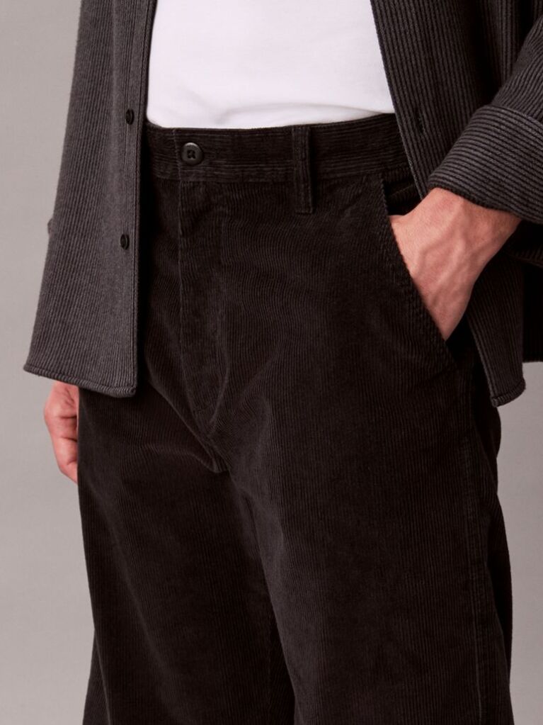 Black 90s Straight Corduroy Chino Pants  Men