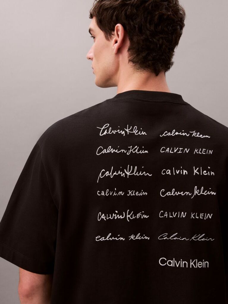 Black Relaxed Script Logo T-shirt  Men