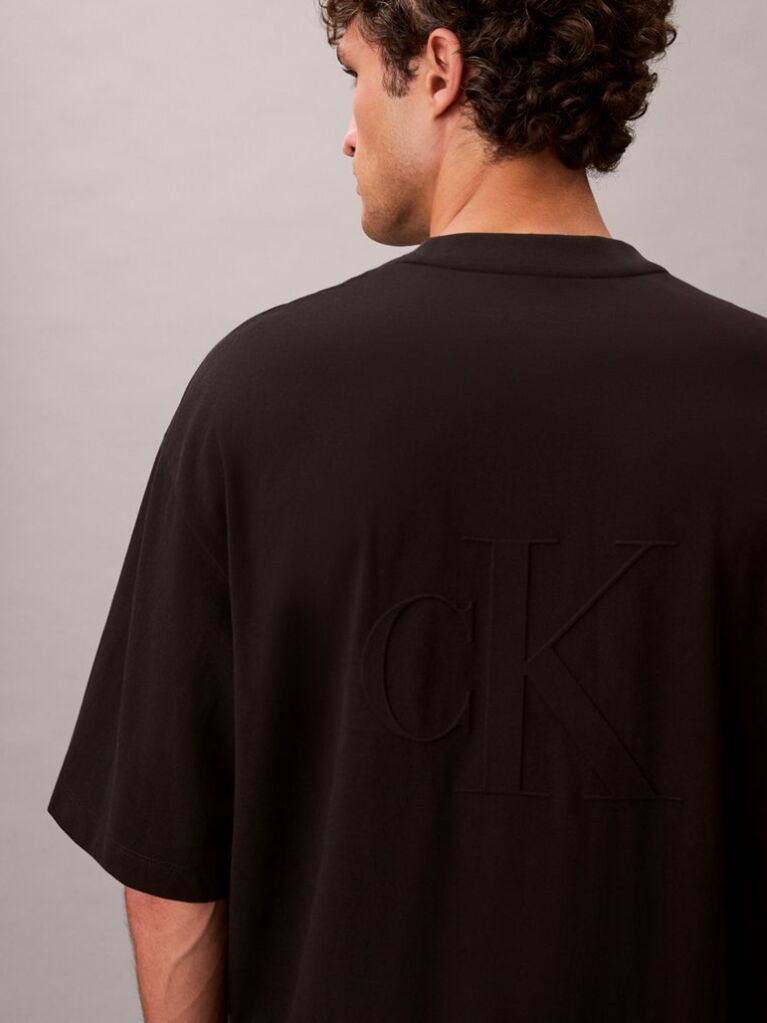 Μαύρο Άνετο T-Shirt Από Δροσερό Πικέ  Άνδρας