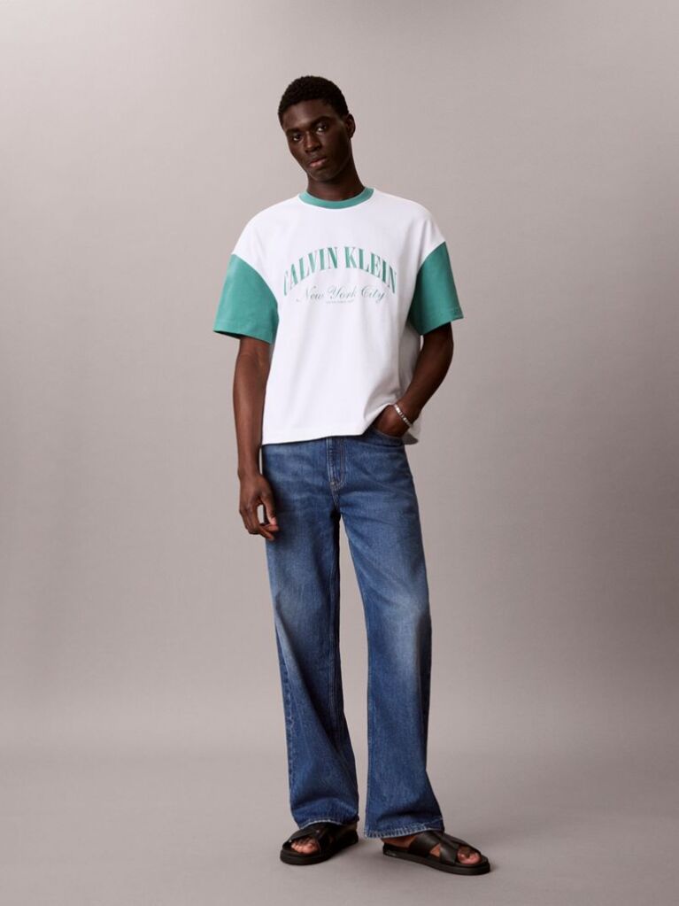 White Relaxed Varsity Logo T-shirt  Men