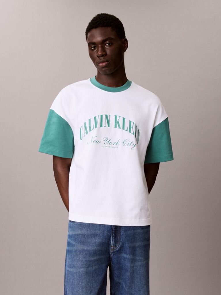 White Relaxed Varsity Logo T-shirt  Men