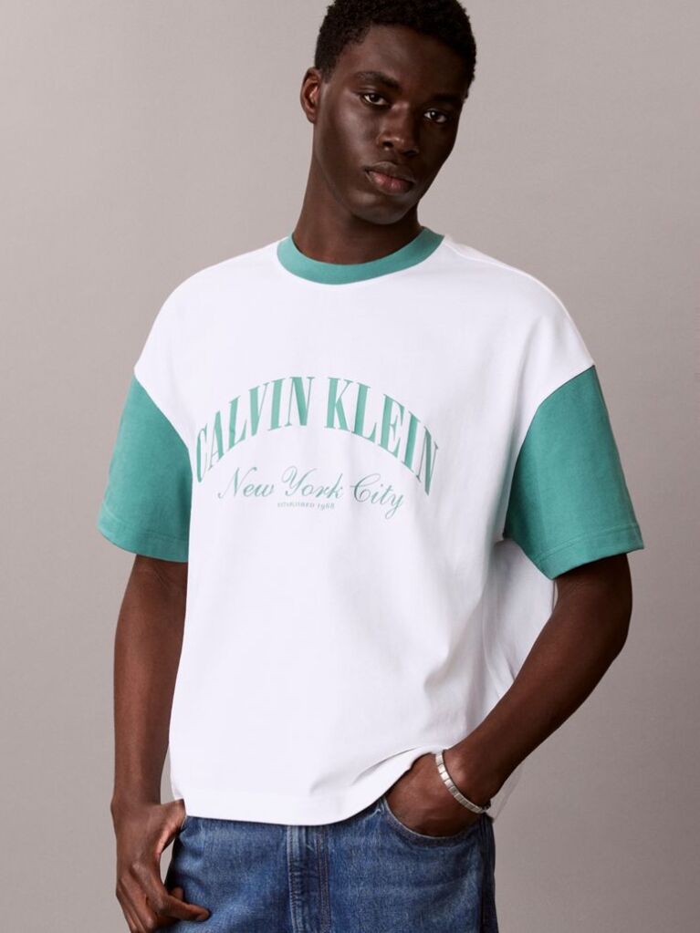 White Relaxed Varsity Logo T-shirt  Men