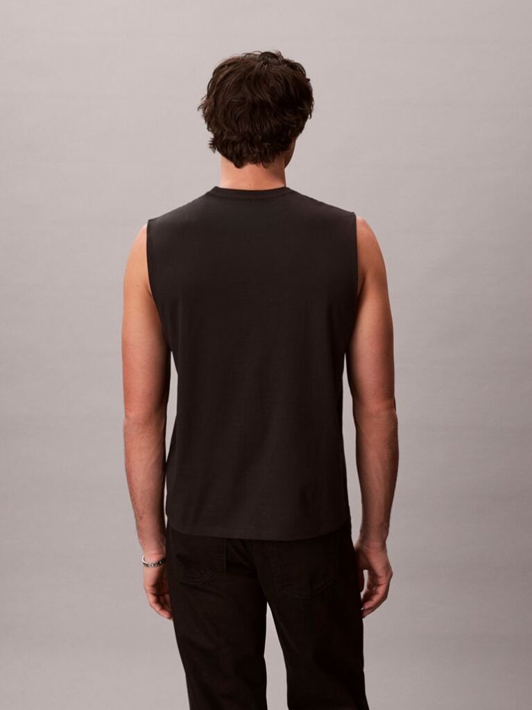 Black Cotton Muscle Tank Top  Men