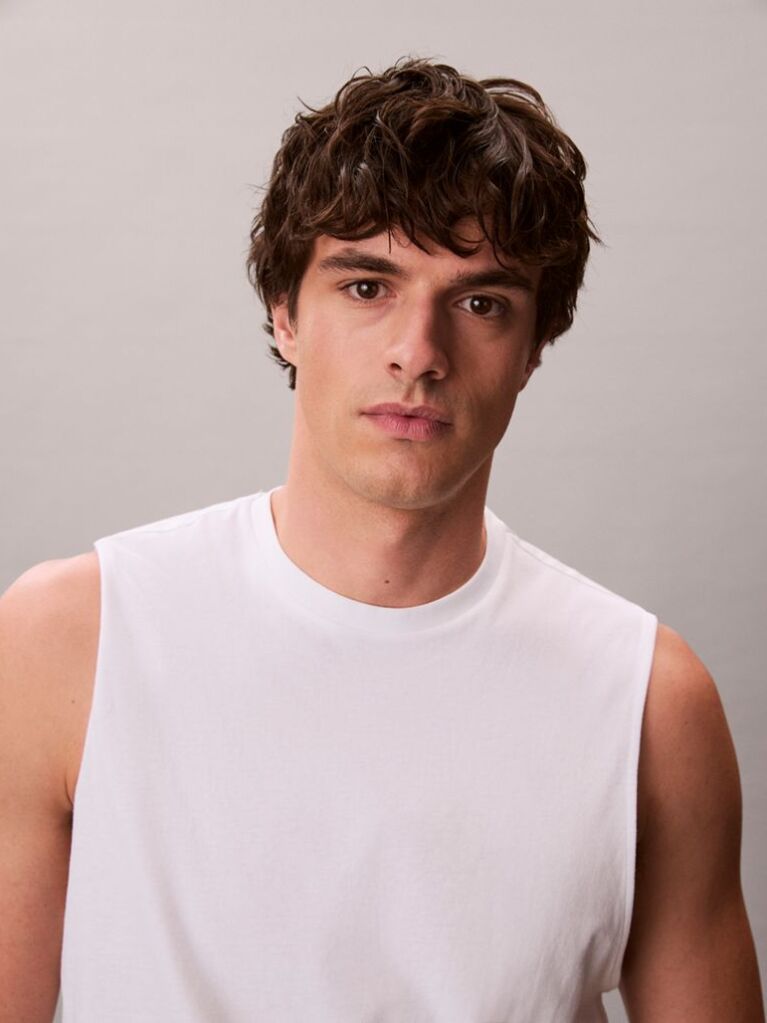 White Cotton Muscle Tank Top  Men