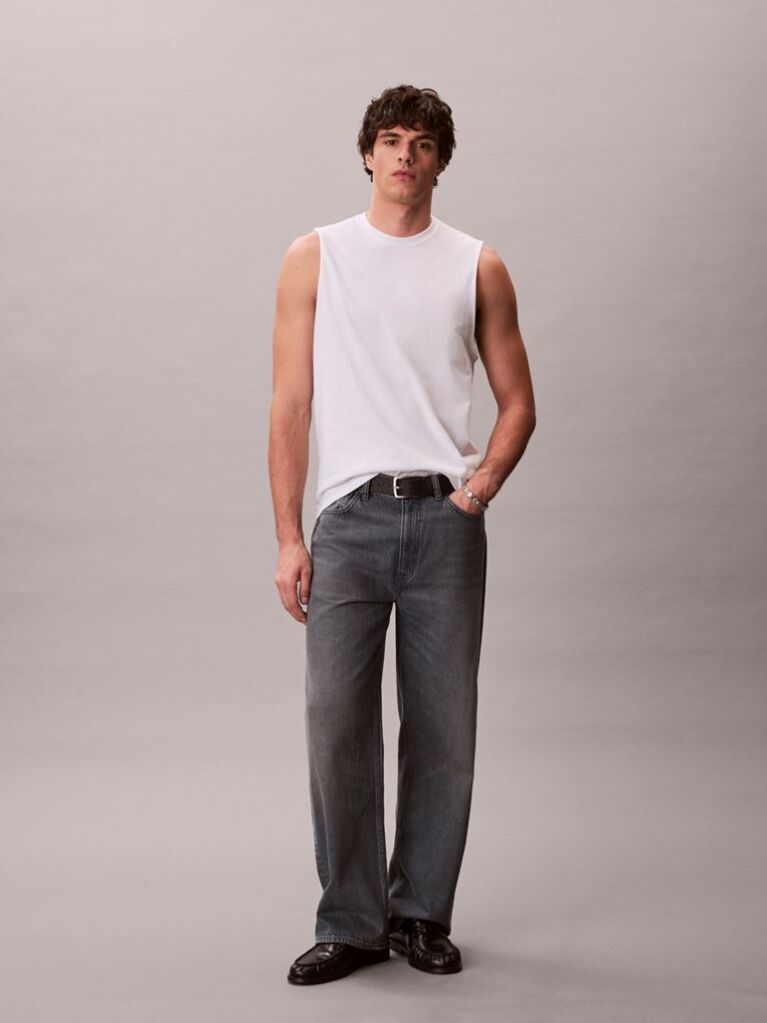 White Cotton Muscle Tank Top  Men