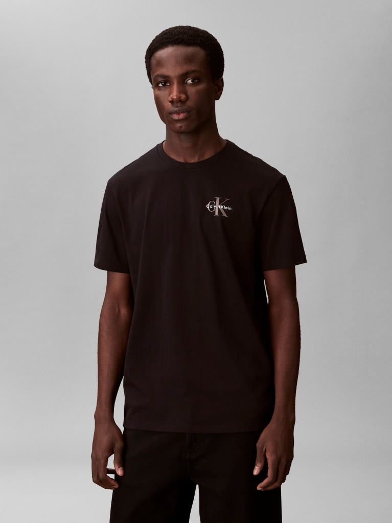 Μαύρο T-Shirt Με Λογότυπο Και Κλασική Γραμμή  Άνδρας
