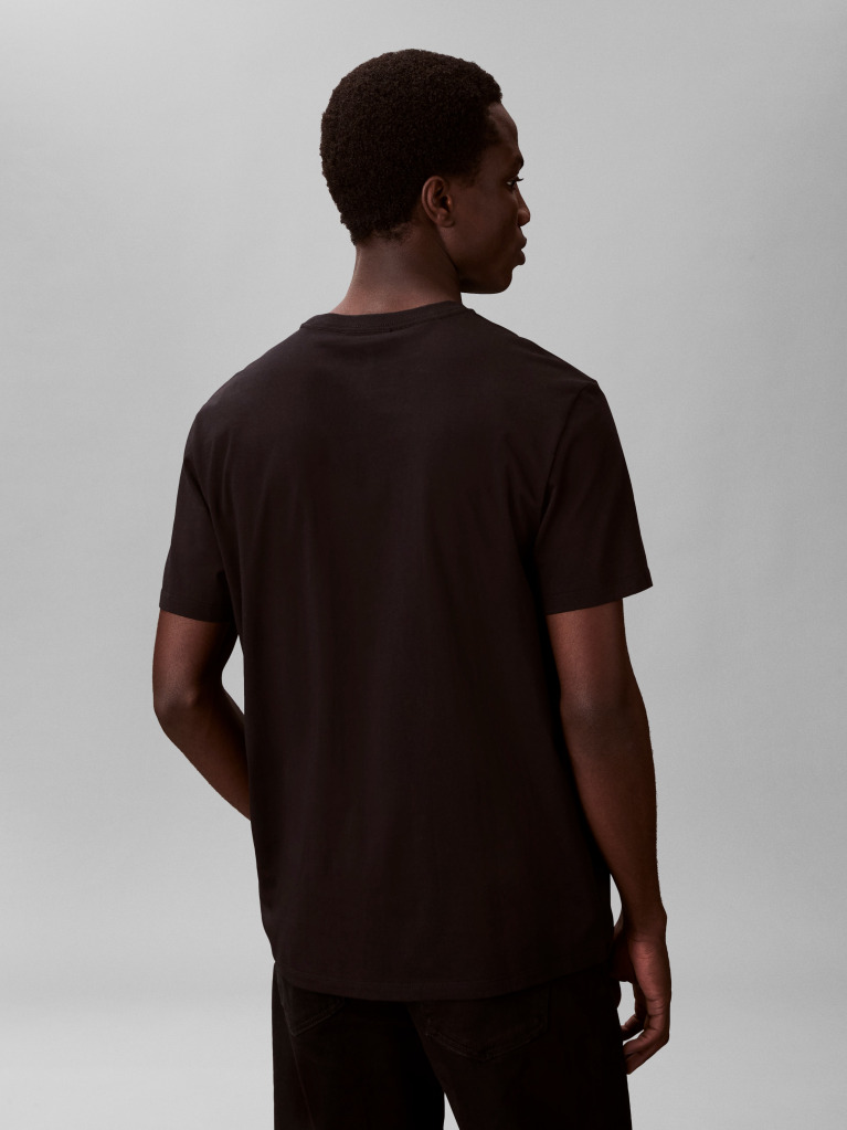 Μαύρο T-Shirt Με Λογότυπο Και Κλασική Γραμμή  Άνδρας