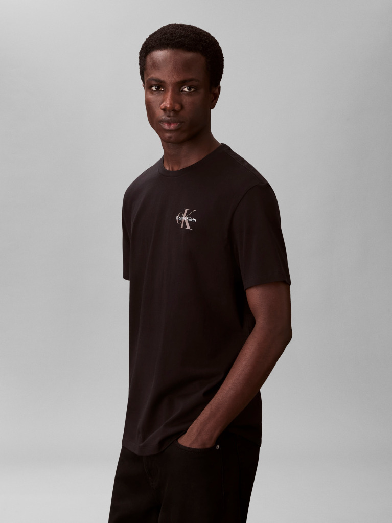 Μαύρο T-Shirt Με Λογότυπο Και Κλασική Γραμμή  Άνδρας