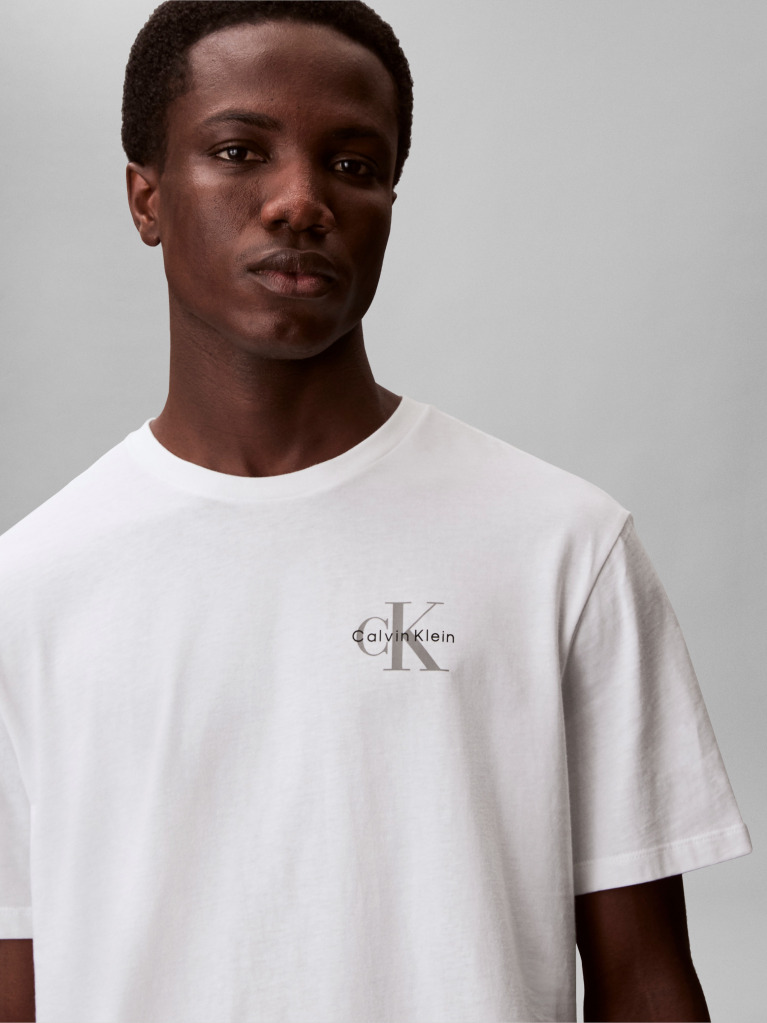 Λευκό T-Shirt Με Λογότυπο Και Κλασική Γραμμή  Άνδρας