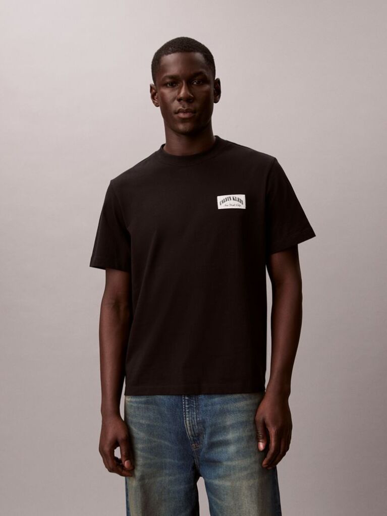 Black Varsity Badge T-shirt  Men