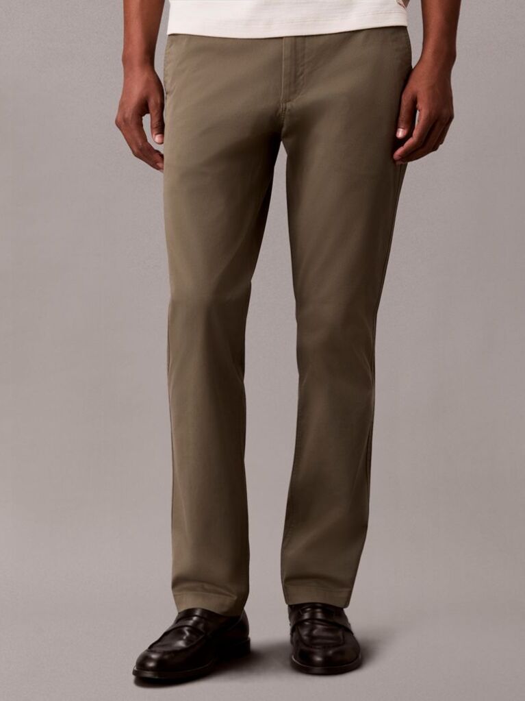Green Slim Fit Buttoned Chinos  Men