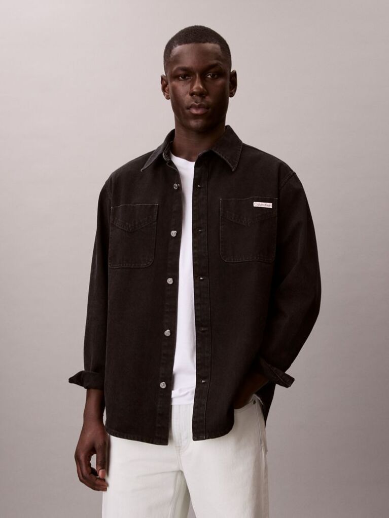 Black 90s Denim Overshirt  Men