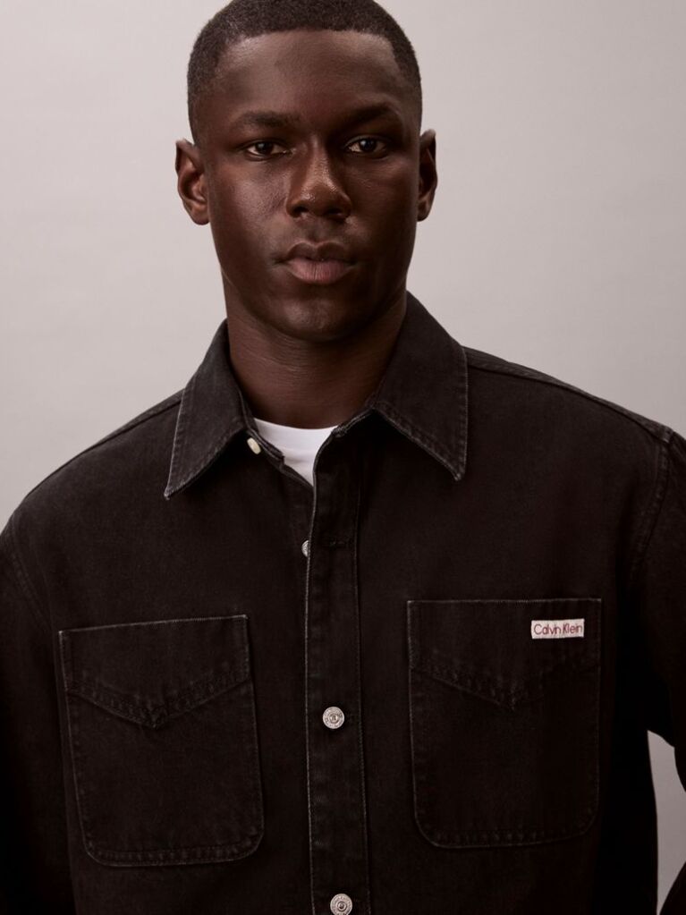 Black 90s Denim Overshirt  Men
