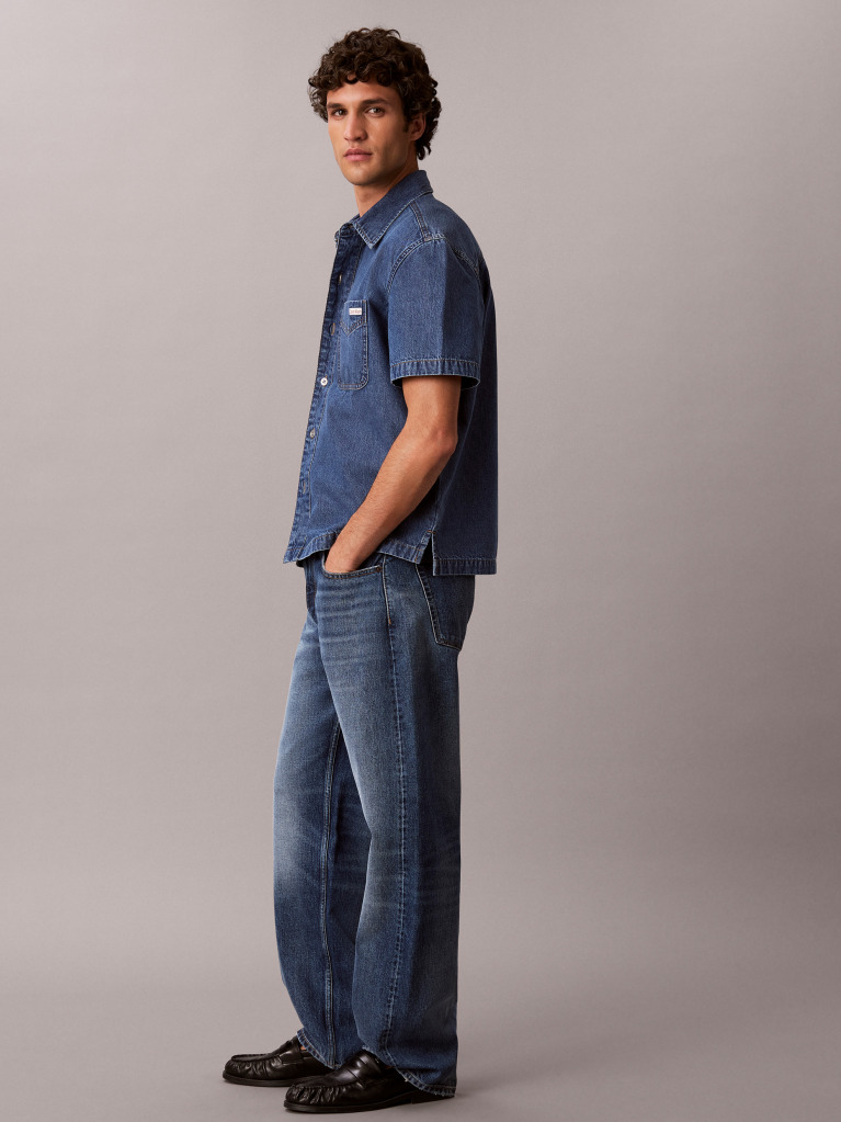 Denim Boxy Denim Short Sleeve Shirt  Men