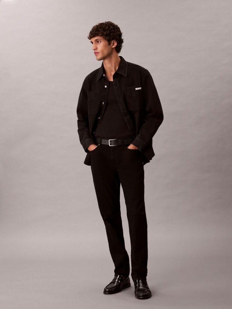 Black Slim Tapered Leg Black Jeans  Men