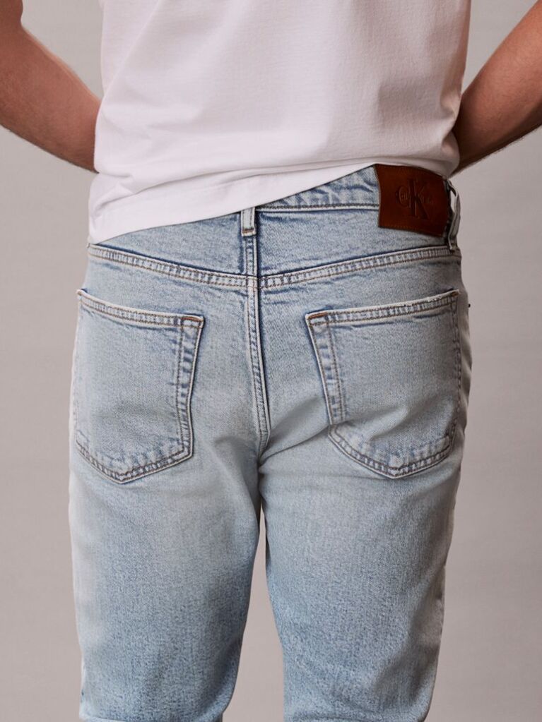 Denim Marbled Slim Tapered Leg Jeans  Men