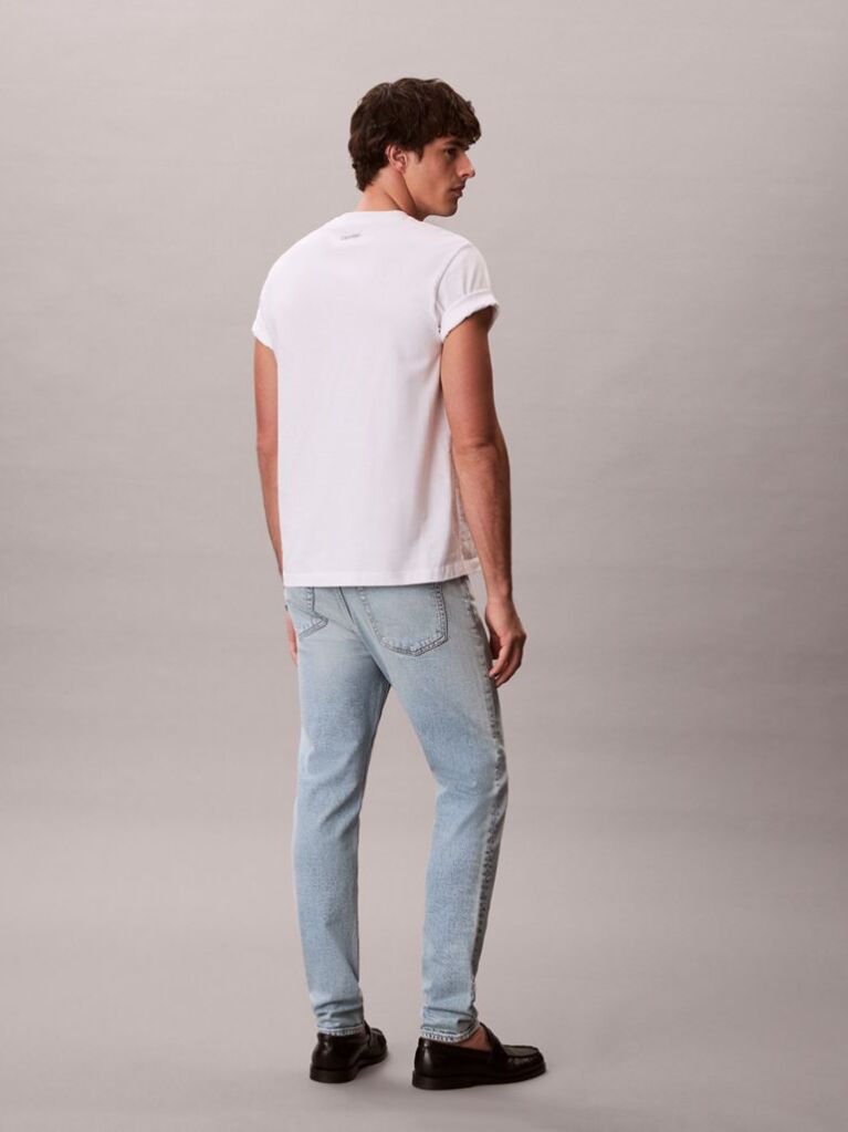 Denim Marbled Slim Tapered Leg Jeans  Men
