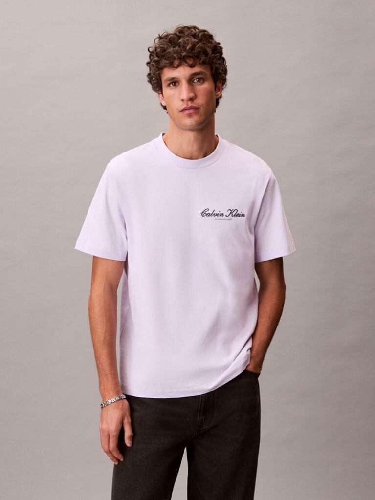 Purple Embroidered Logo T-shirt  Men