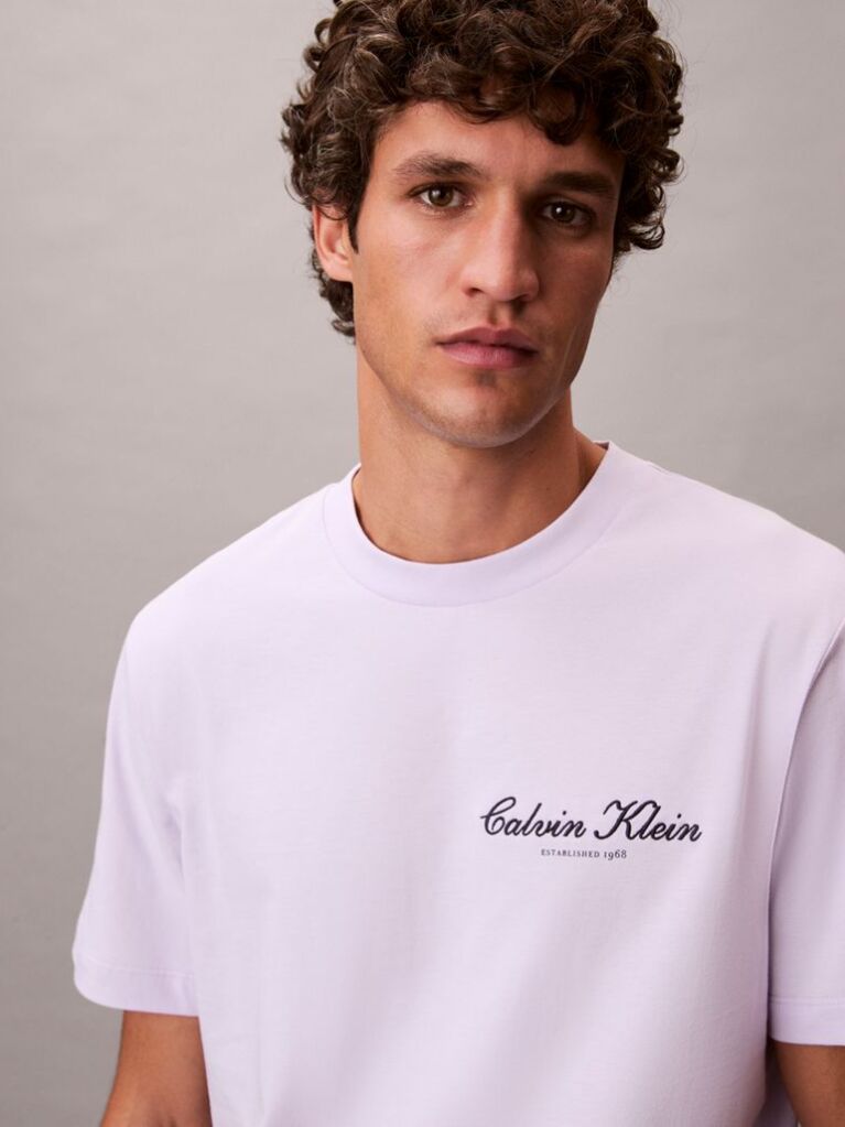 Purple Embroidered Logo T-shirt  Men