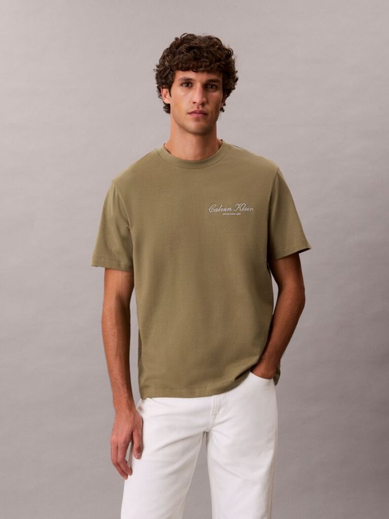 Green Embroidered Logo T-shirt  Men