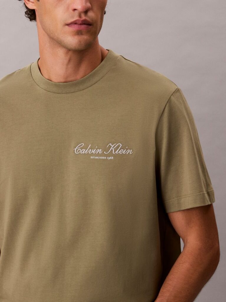 Green Embroidered Logo T-shirt  Men