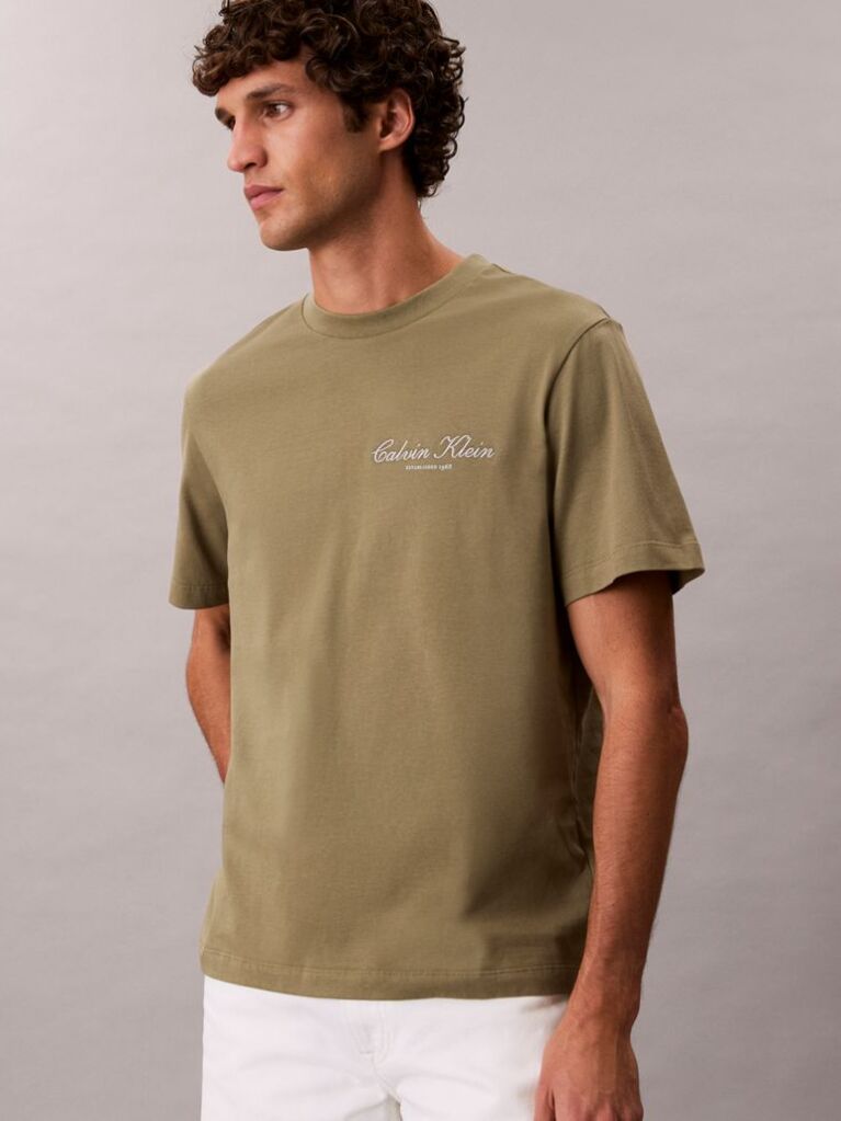 Green Embroidered Logo T-shirt  Men
